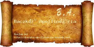Baczkó Apollinária névjegykártya